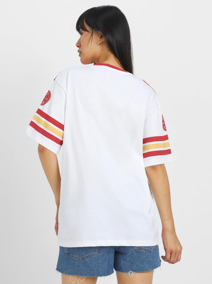 Juneberry 100% Pure Cotton Oversized Loose Baggy Fit Drop Shoulder Cool Graphic Prinred Half Sleeve T-Shirts For Women & Girls (