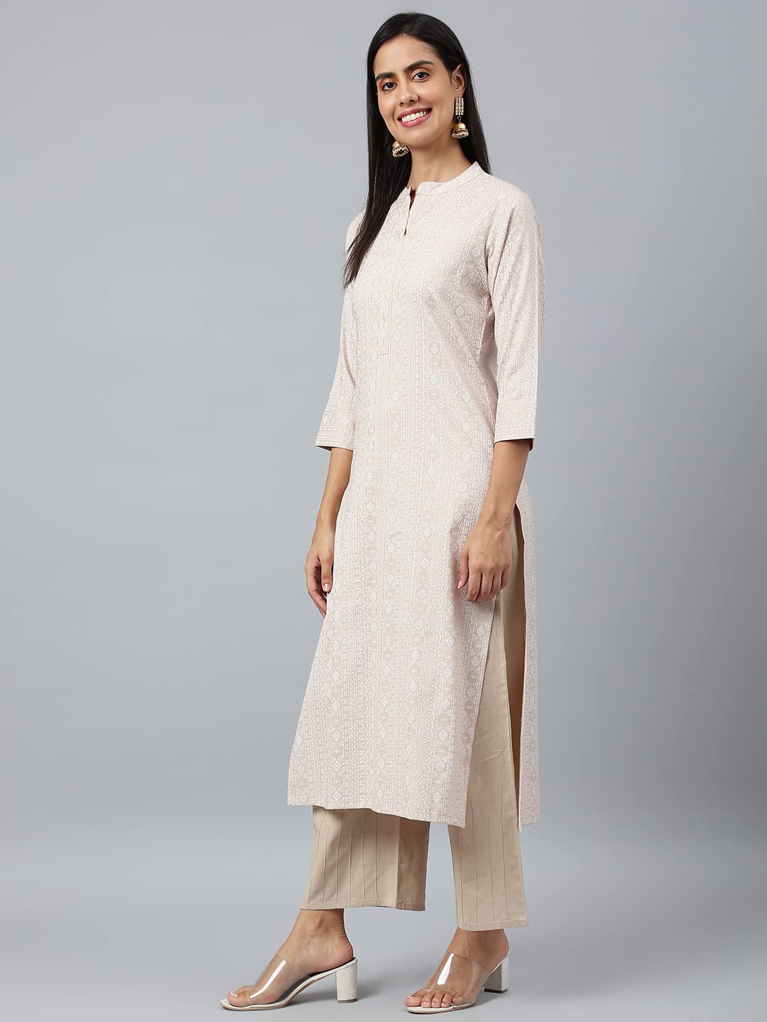 ANNI DESIGNER Women's Cotton Blend Straight Printed Kurta (Sufa)