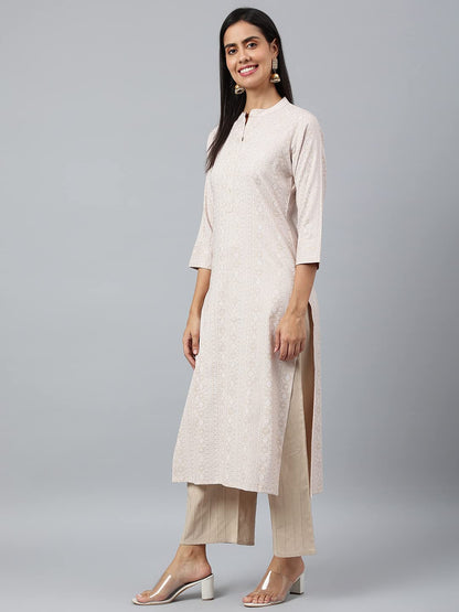 ANNI DESIGNER Women's Cotton Blend Straight Printed Kurta (Sufa)