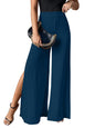 Greciilooks WomenS High Waist Wide Leg Slit Pants, Elegant Poly Lycra Blend Palazzo Trousers, Dressy Flowy Evening Bottoms (Gl-