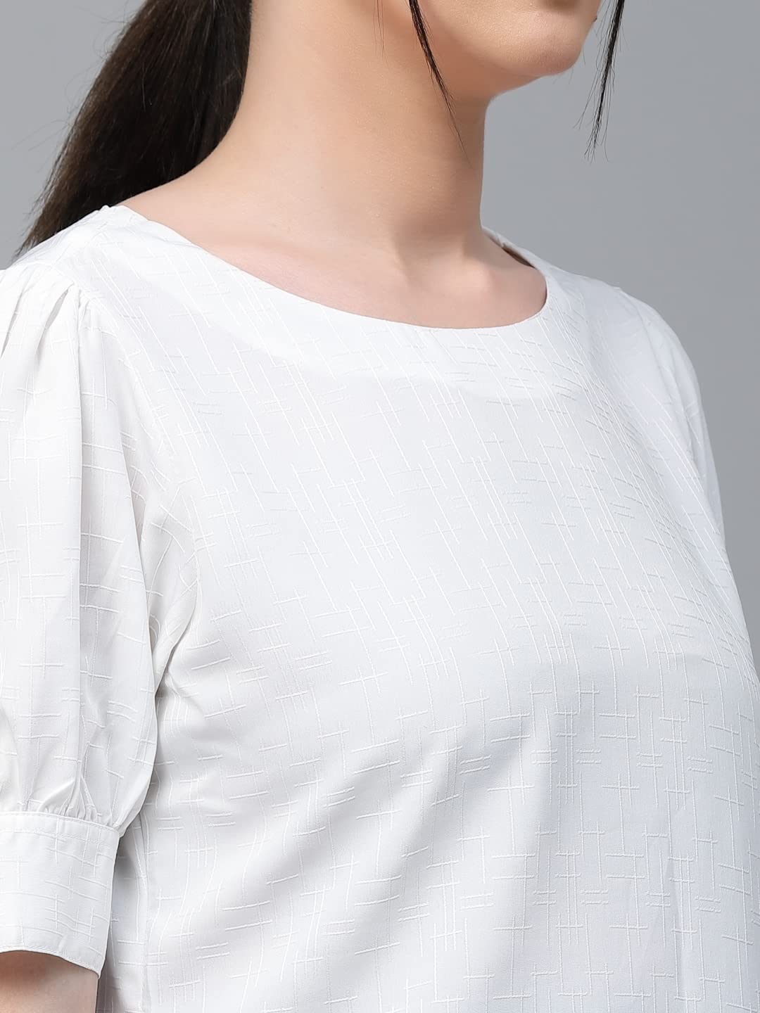 Style Quotient Women White Solid Polyester Regular Smart Casual Tops