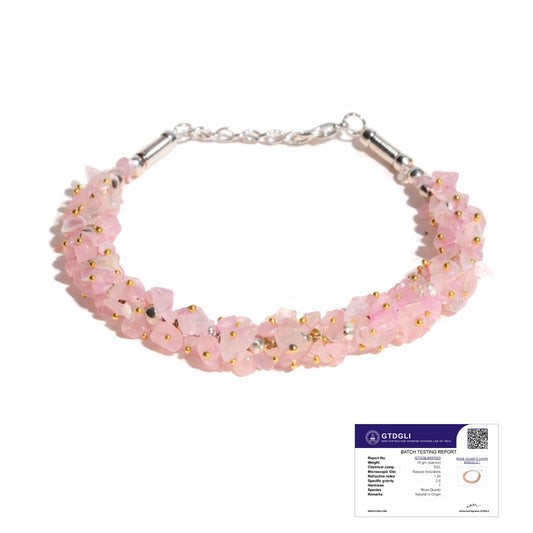 Astrotalk Rose Quartz Chips Bracelet | Emotional Healing, Love & Harmony | Certificate of Authenticity| Astrology Bracelet for Women & Men | Valentine Gift for Girlfriend