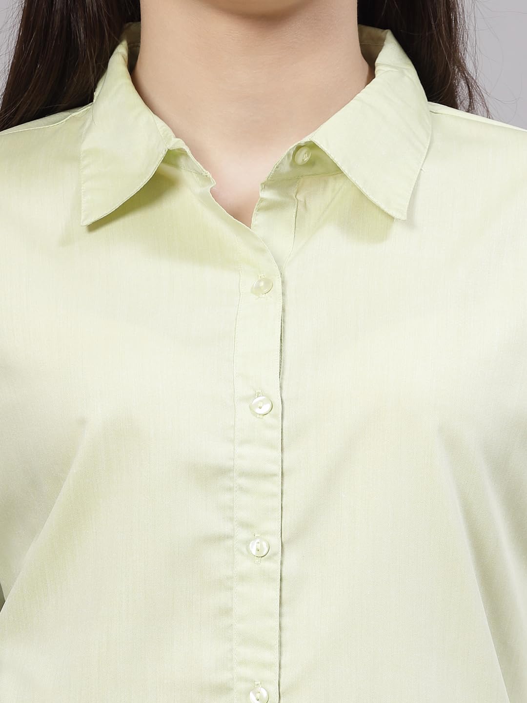 Style Quotient Women Solid Green Regular Formal Shirt