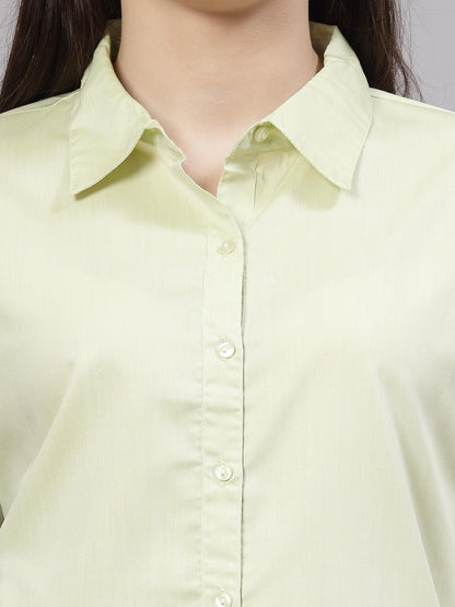 Style Quotient Women Solid Green Regular Formal Shirt