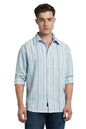 Dennis Lingo Men Cotton Regular Fit Striped Shirts Blue