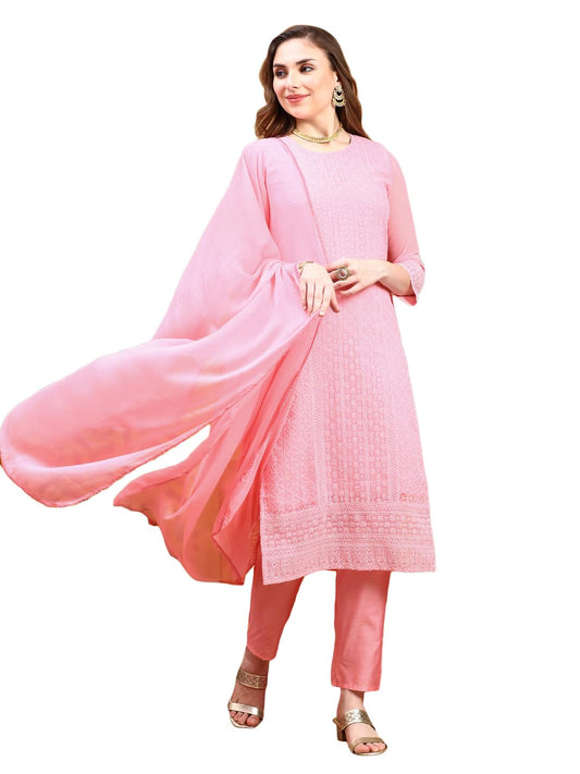 ishin Women PINK 3pcs Kurta Set with Dupatta