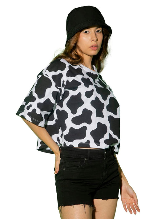 Bewakoof WomenS Camo Printed T-Shirt, Oversized Fit, Round Neck, Half Sleeve_580366_White_S