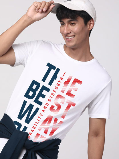 ADRO Motivational Quote Printed T-Shirt for Men - 100% Cotton, Regular Fit, Soft Breathable Fabric. (RN23-M-BEST-WH_White)