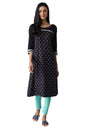 Aurelia Black Printed Liva Kurta & Tights (Size: S)-23FEAS14288-503654