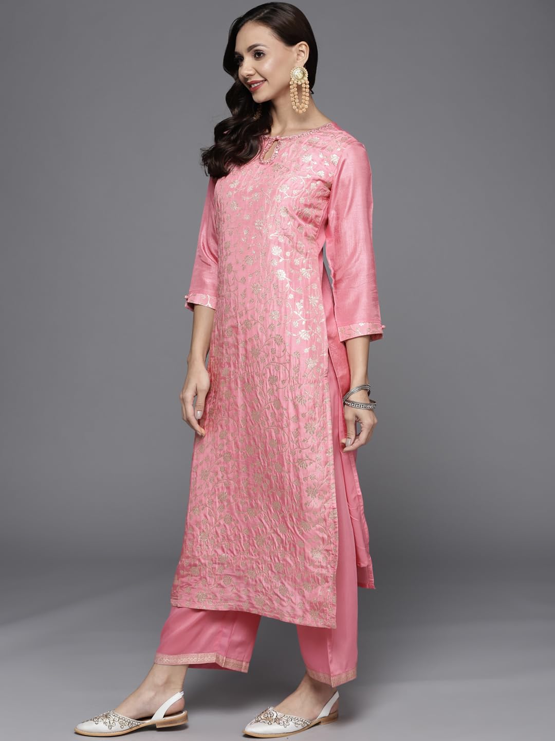 Libas WomenS Silk Blend Kurta Sets (33348O_Pink