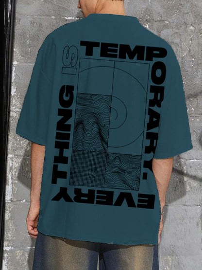 Rigo Printed Oversized T-Shirts for Men | Drop Shoulder T-Shirt for Men Teal