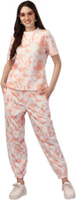 ELLITI Womens Soft Poly Cotton Tie-Dye Printed Crop Length T-Shirt and Pyjama Night Suits Set | Co-ord | Nightwear | Loungewear