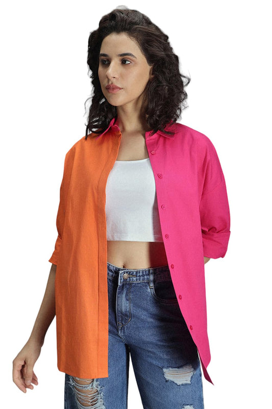 High Star WomenS Cotton Solid Oversized Fit Shirt (Hswshs2426_Mc1_Multicolor_S