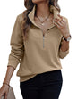 TAGAS Womens Casual Half Zip Pullover Sweatshirt, Long Sleeve Stand Collar Lightweight Top