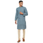 Fabindia Men Nagari Dobby Weave Long Kurta Cotton_Xs Blue