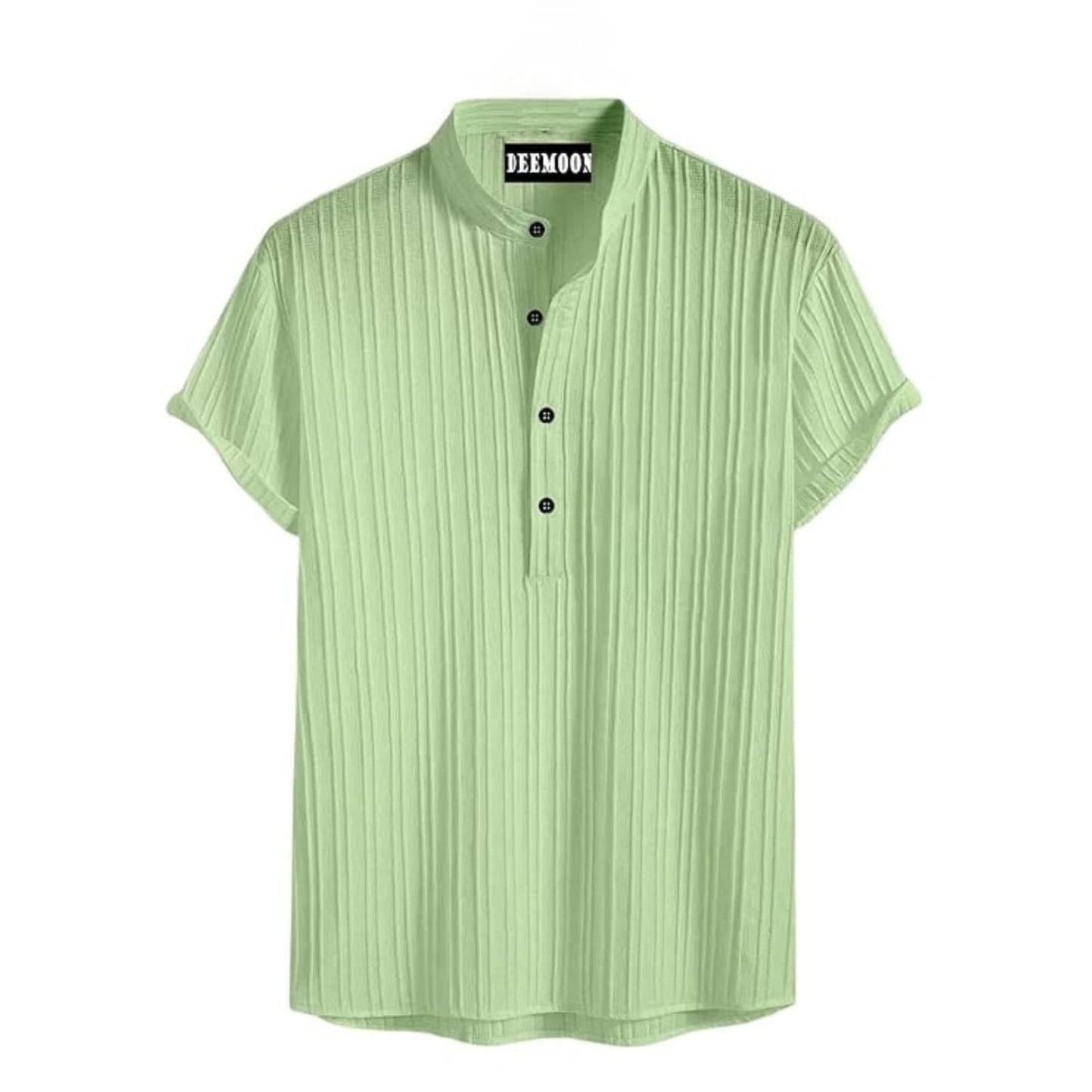 Deemoon MenS Polyster Kurta With Mandarin Collar, Half Placket Buttons, Front Pocket | Half Sleeves | Soft & Breathable Fabric