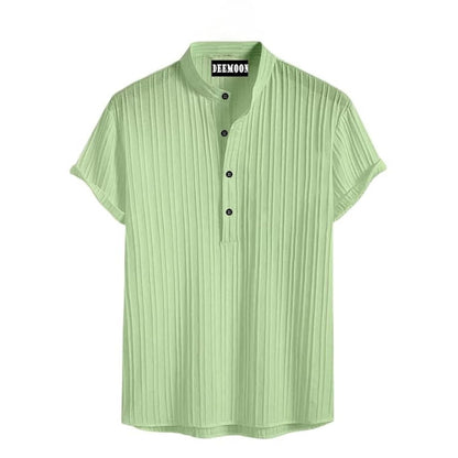 Deemoon MenS Polyster Kurta With Mandarin Collar, Half Placket Buttons, Front Pocket | Half Sleeves | Soft & Breathable Fabric