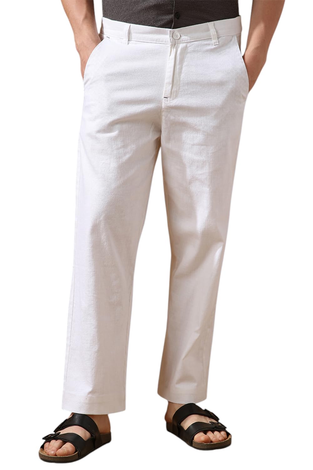 Dennis Lingo Men White Solid Relaxed fit Trousers
