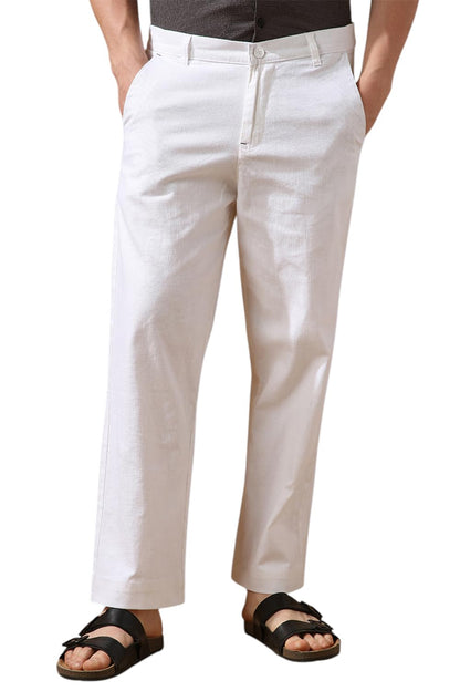 Dennis Lingo Men White Solid Relaxed fit Trousers