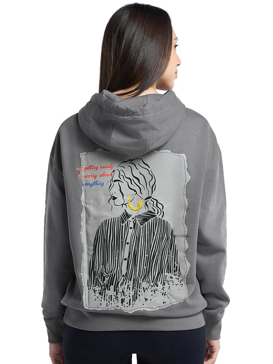 Bewakoof Heavy Duty 1.0 Women Graphic Print Oversized Fit Full Sleeve Hooded Fleece Hoodies_654692_Grey_L