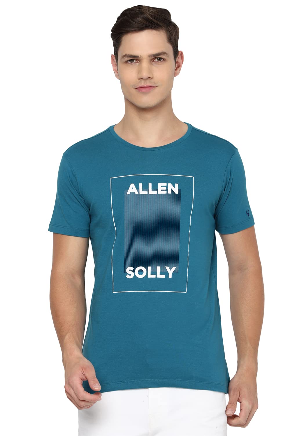 Allen Solly Men Regular Fit Solid Casual Cotton Crew Neck T-Shirt