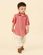 Fabindia Boys Red Long Sleeves Shirt Collar Pure Cotton Kurta Set