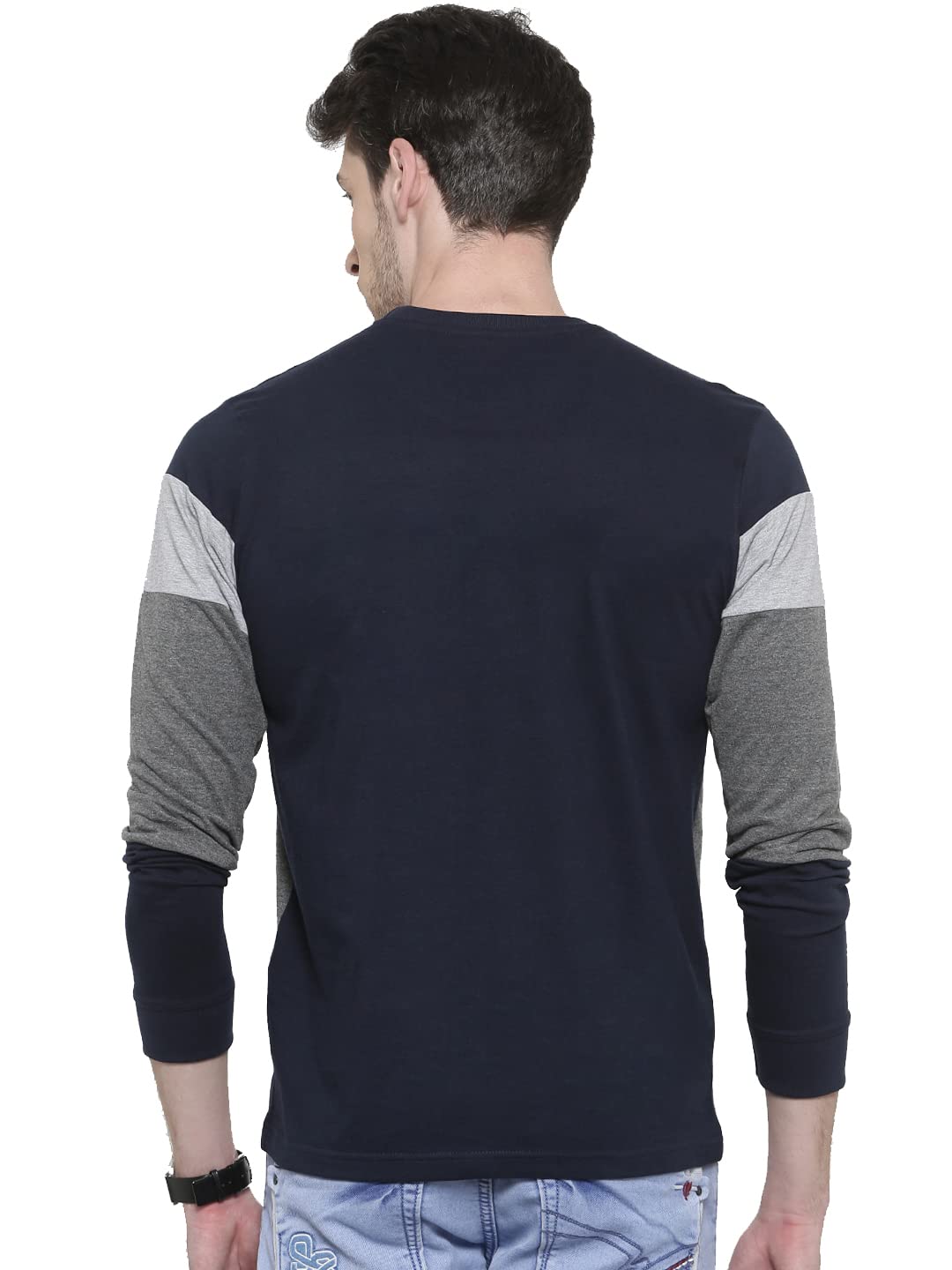 ADRO Men's Stylish Cotton Full Sleeve T-Shirt (FR3-M-4ST-NB_Navy)