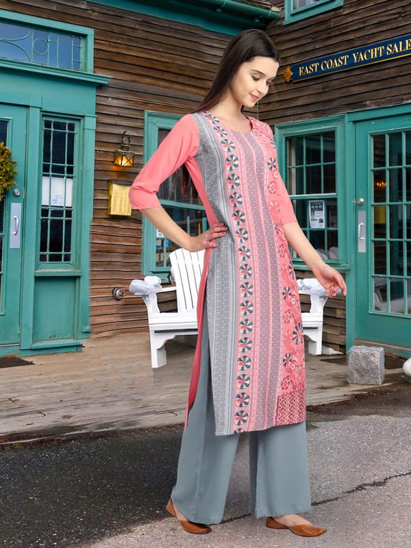 Pinkmint WomenS Printed Kurti For WomenS Round Neck Straight Kurti For Women (Pack Of 5)