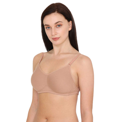 Zivame Womens Cotton Non-Padded Wire Free Regular Bra Beige