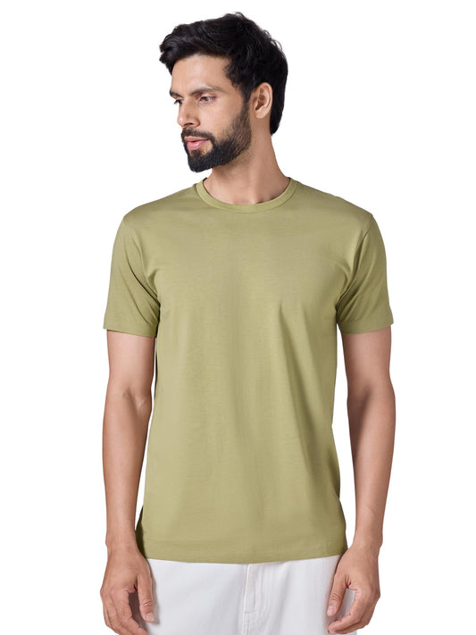 XYXX Iconique Mens Solid Supima Cotton T-Shirt | Round Neck Tshirts | Half Sleeves | Solid-Regular Fit | Moss Brown