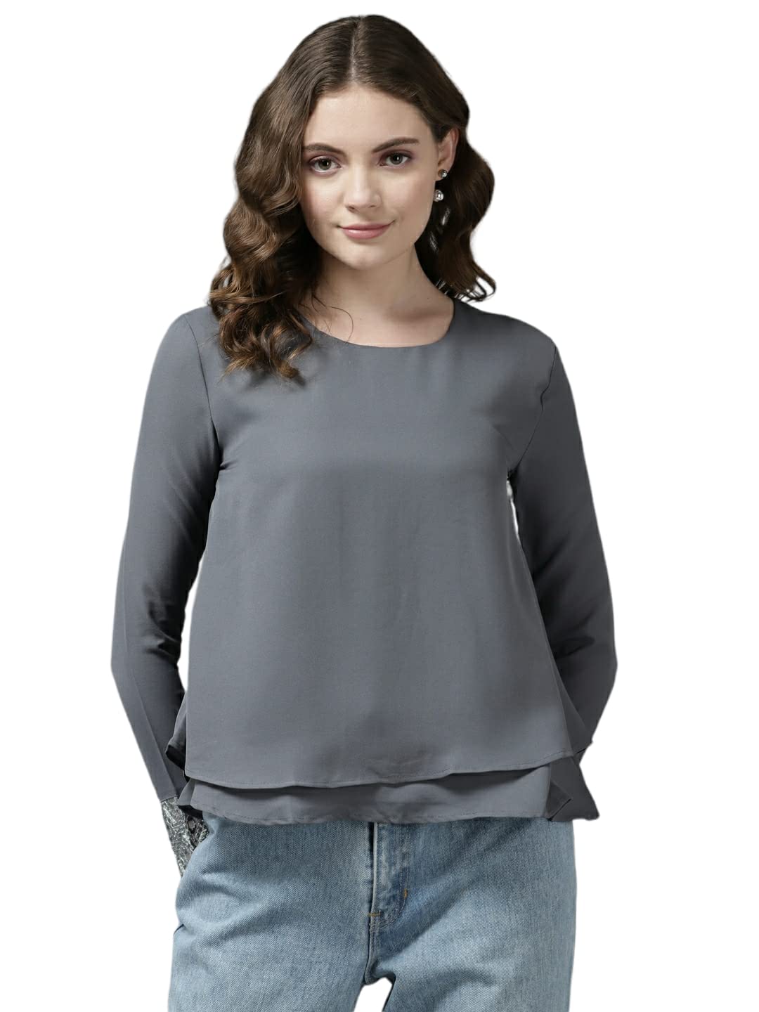 Aarika Women's Regular Fit Shirt (TP-W-M-12401_Grey S)