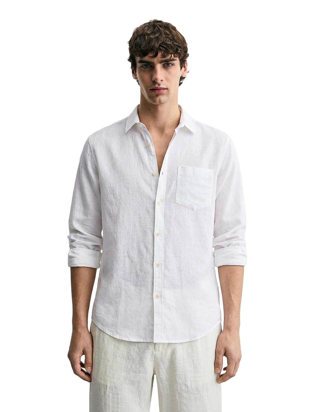 The Indian Garage Co Mens Slim Fit Solid Cutaway Collar Full Sleeves Shirt