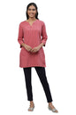 Aurelia Women's Dubarry Majolica Blue Yarn Dyed Cotton Blend Kurti_23AUA30319-703383_XS