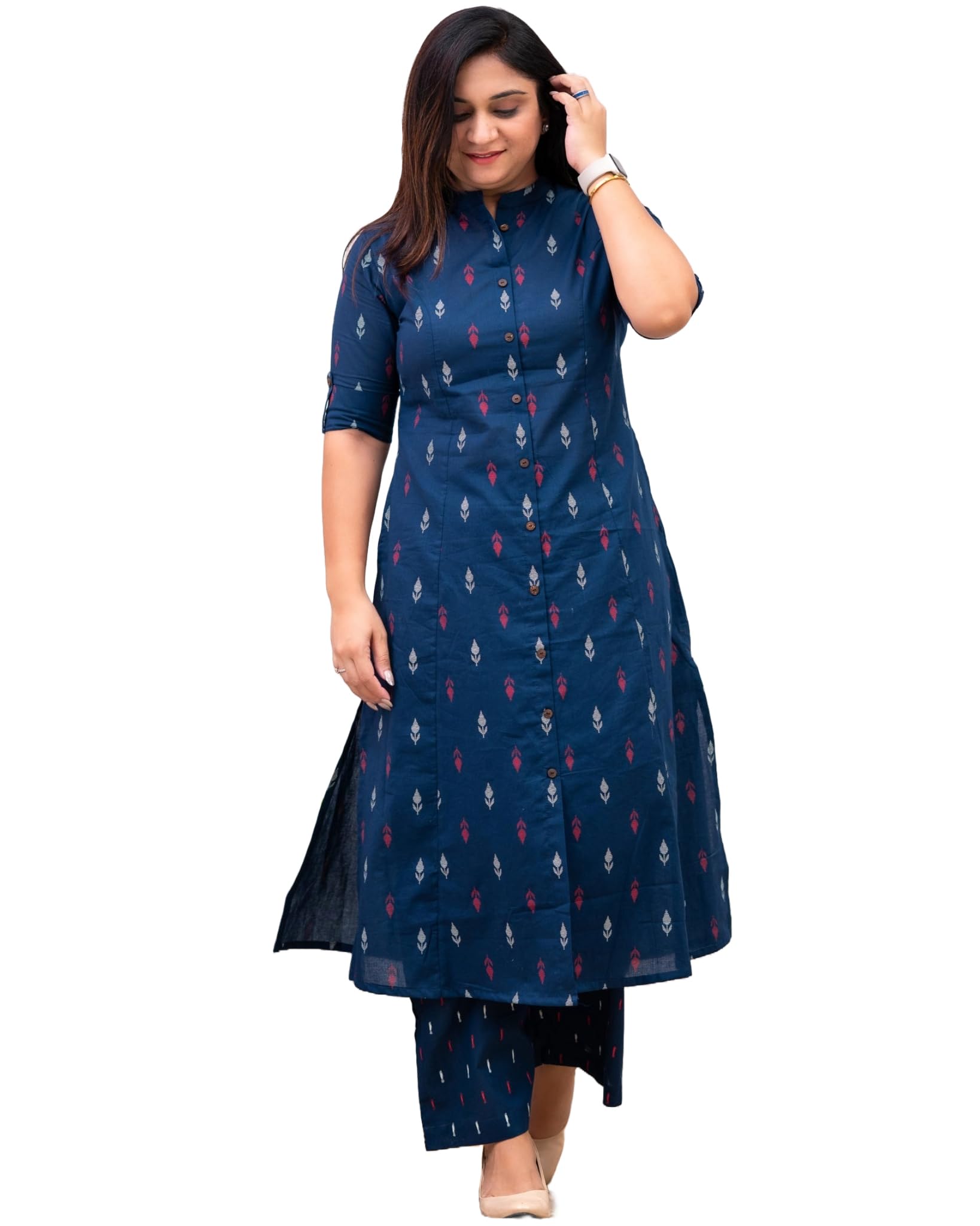 Gosriki WomenS Rayon Viscose A-Line Printed Kurta With Pant (Vibha Blue-Vks01-Gs_Xl_Blue_X-Large)