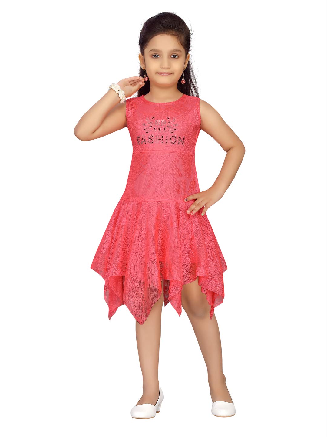 Aarika Girl's Net A-Line 1-2 Years Dress (NV-FK-20802_Gajri