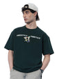 The Souled Store Phineas and Ferb: Applique Patch Men and Boys Short Sleeves Round Neck Dark Green Graphic Printed Cotton Oversi