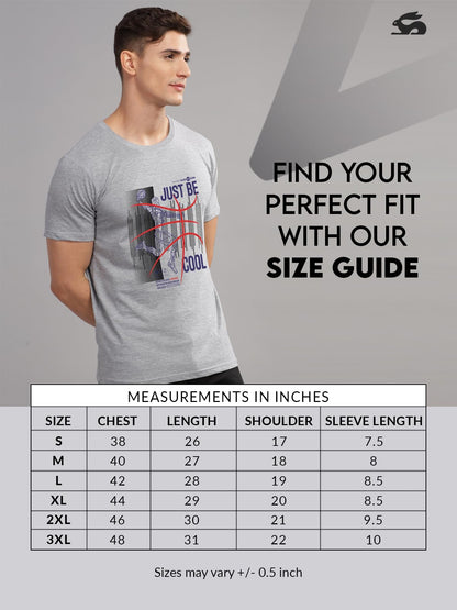ADRO Men's Graphic Printed 100% Cotton T-Shirt - Regular Fit, Printed T-Shirts for Men (RN24-BCL-GR_Grey)