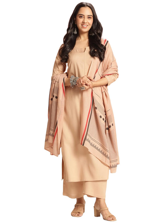 ANNI DESIGNER Women s Kurta with Trousers and Dupatta, beige, XL