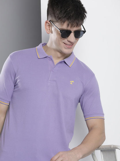 The Indian Garage Co Men Slim Fit Solid Polo Collar Tshirt