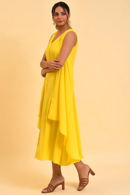 W For Woman WomenS Polyester Yellow Fashionable Sleeveless Draped Dress Ankle Length 23Few18738-219038_Green Sheen