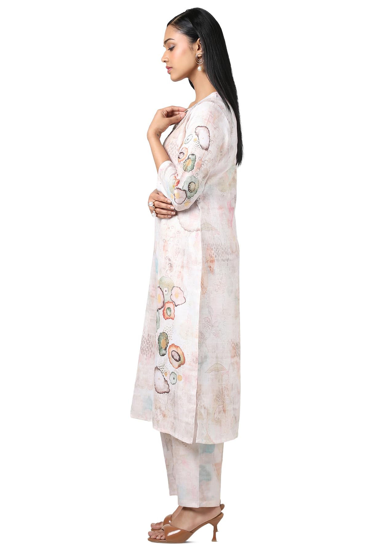Soch WomenS Linen Kurta Set (Cws5Ks10696A_Beige