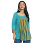 Fabindia Women's Cotton Striped Slim Fit Short Kurta (2106487TURQUOISE_Turquoise