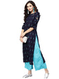 ANNI DESIGNER Women's Cotton Blend Printed Straight Kurta with Palazzo (Sidda)