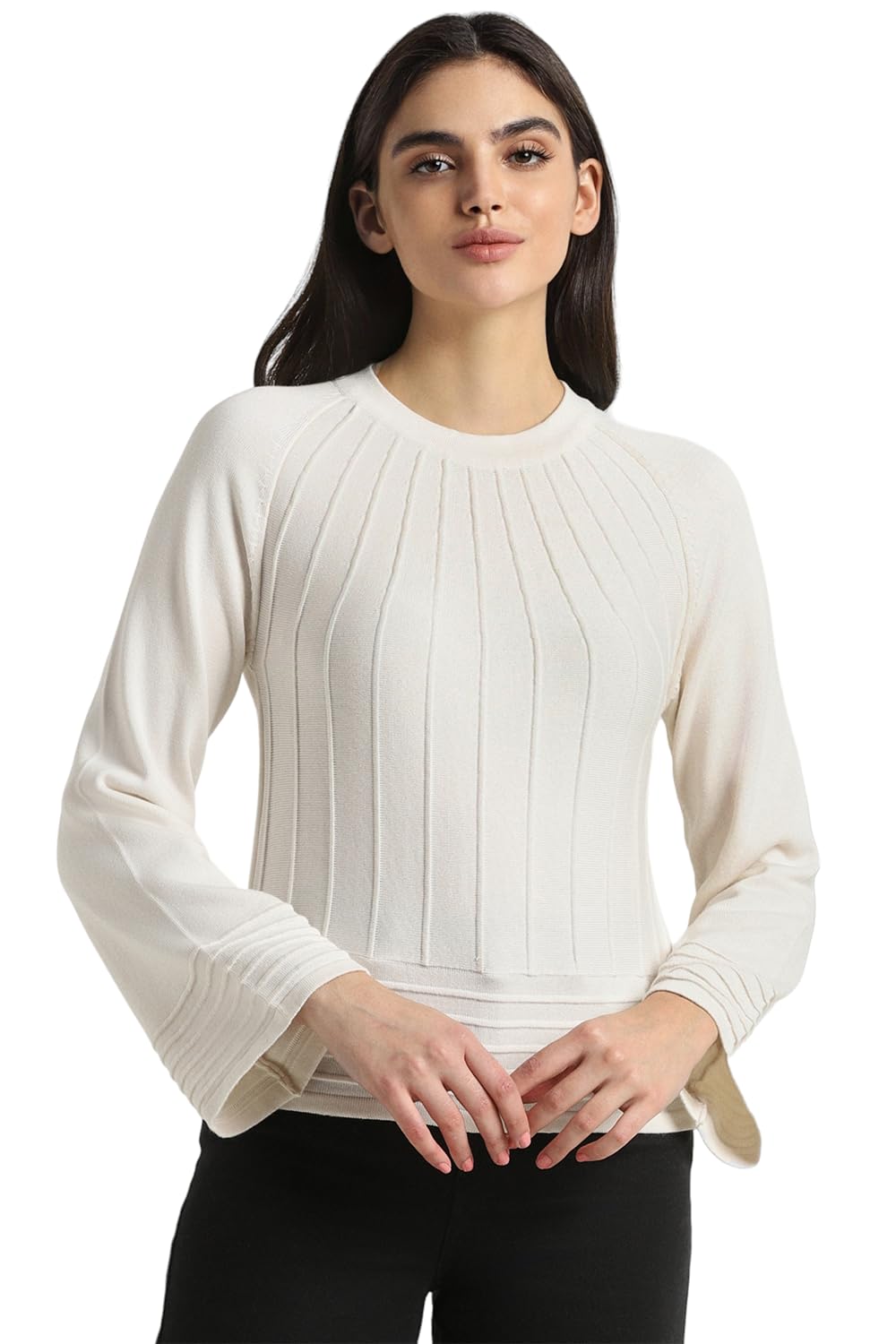 Allen Solly Women Regular Fit Solid Casual Full Sleeve Round Neck Top