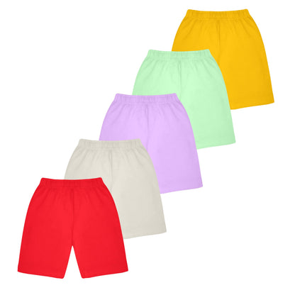 Kyda Kids Boys & Girls Cotton Blend Printed Shorts - Regular Fit Multicolor (Pack Of 5)
