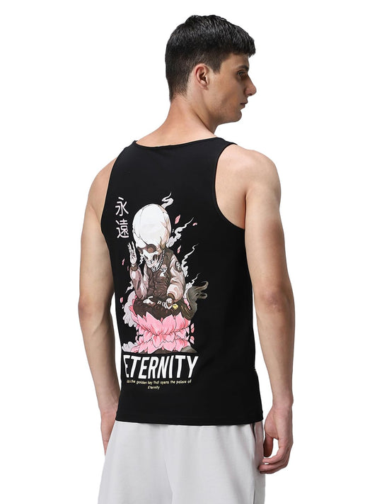 Bewakoof Mens Graphic Print Regular Fit Vest_605748_Black_XL