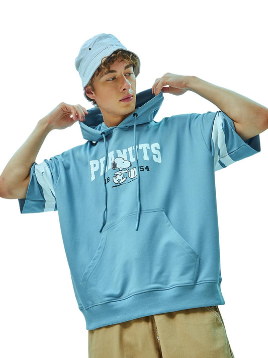 Bewakoof Mens Graphic Printed Super Loose Fit Hoodies_601607_Blue_XL