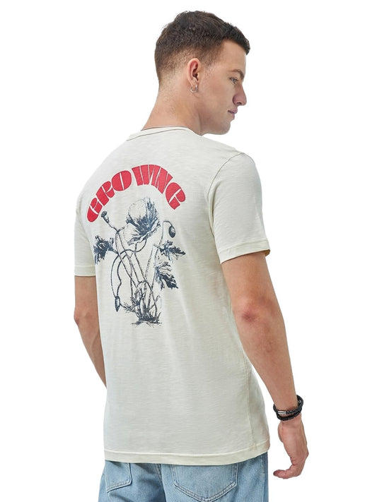 Bewakoof Air 1.0 Mens Graphic Printed Regular Fit Half Sleeve Round Neck Cotton Jersey T-Shirt_ 616612 White M