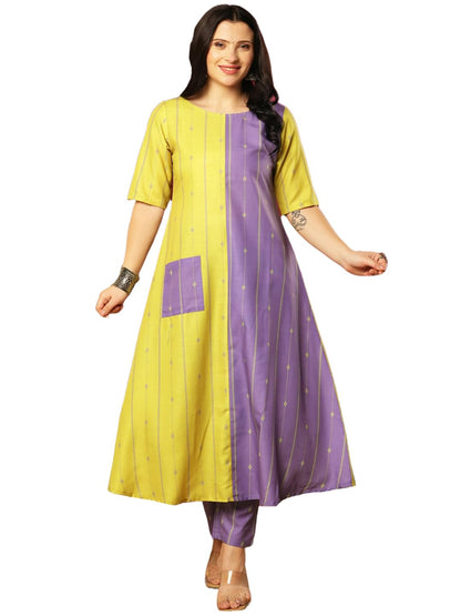 Gosriki WomenS Rayon Blend Anarkali Printed Kurta With Pant (Manohar Multi-Vks01-Gs_4Xl_Multi_Xxxx-Large) Multicolour
