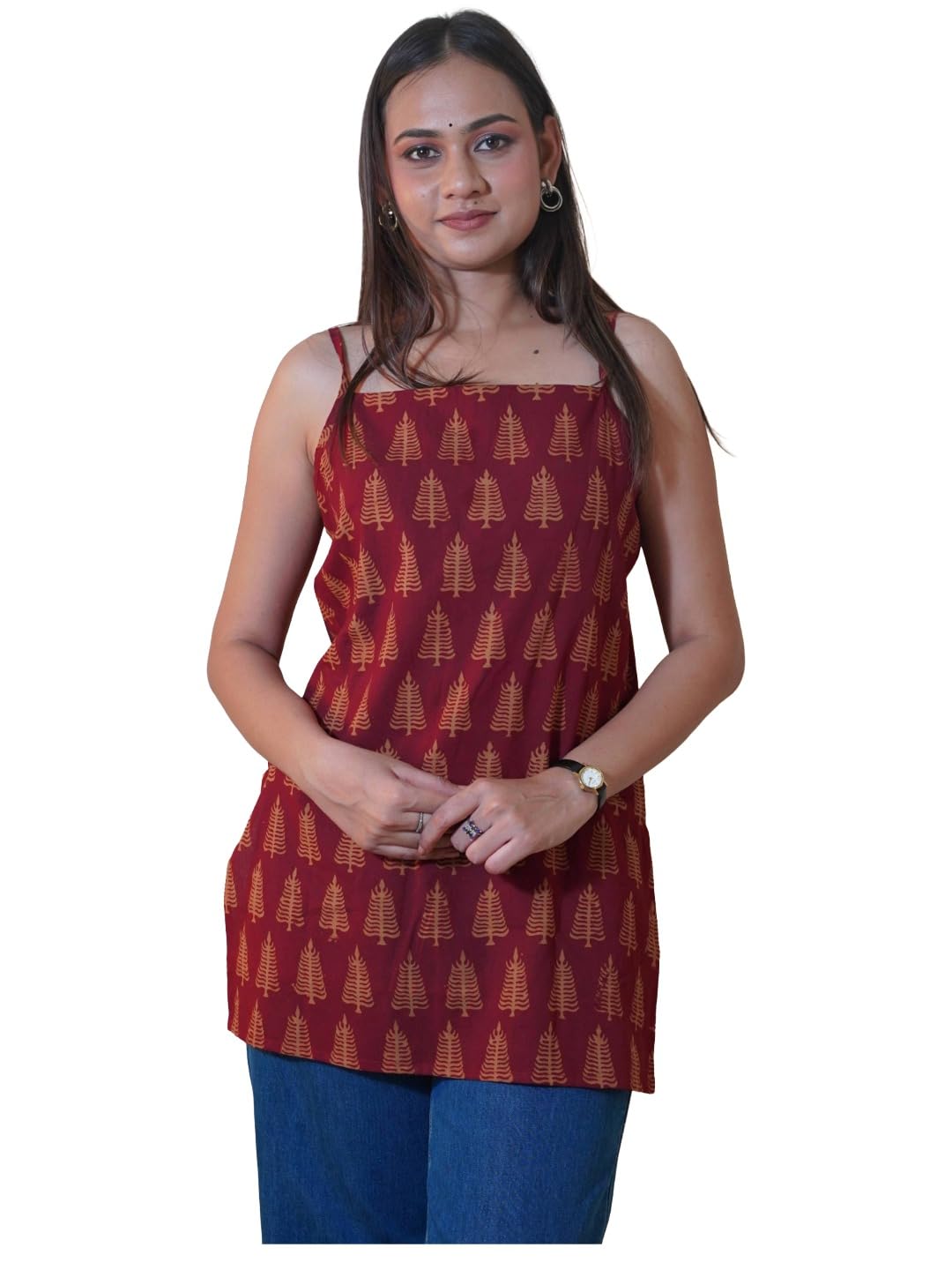 ANNI DESIGNER Womens Rayon Viscose Kurti, Stylish Fancy Tops for Women with Bagh Print (MEG Maroon_XS_Maroon_X-Small)